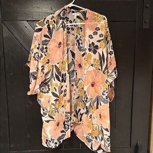 Maurices Floral Kimono Top - Pink, Blue, Yellow
